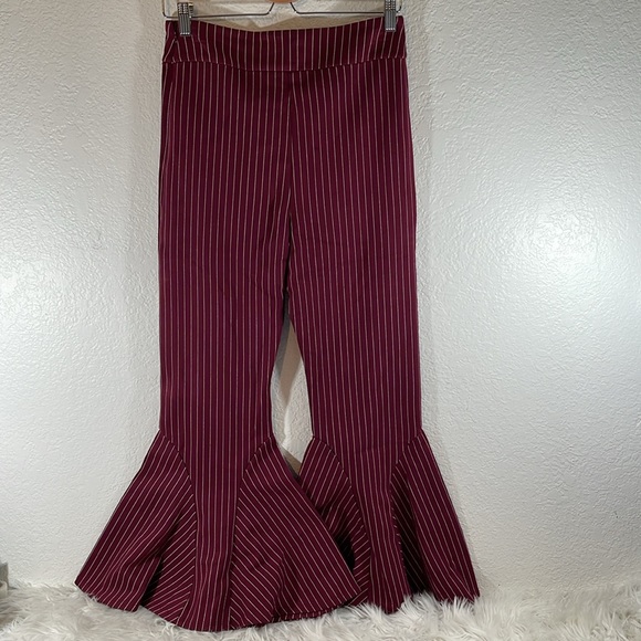 FREE PEOPLE Mari Ponte Knit Flare Casual Trouser Pants Winterberry Size 10 NWT - Picture 7 of 16